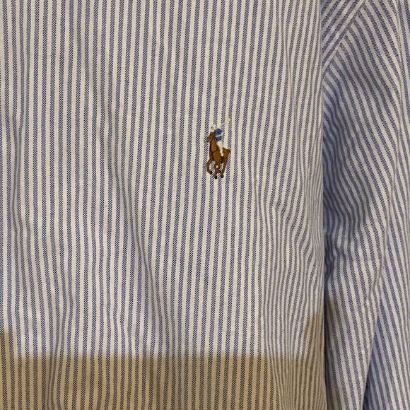 Ralph Lauren 2X/Big Oxford Blue Stripe Button Down Long Sleeve - Picture 3 of 6